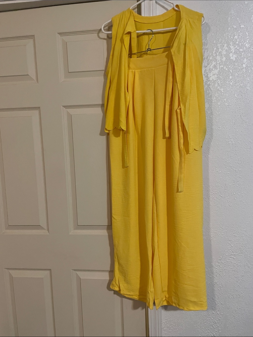 Yellow Sleeveless Wide-Leg Pant Suit